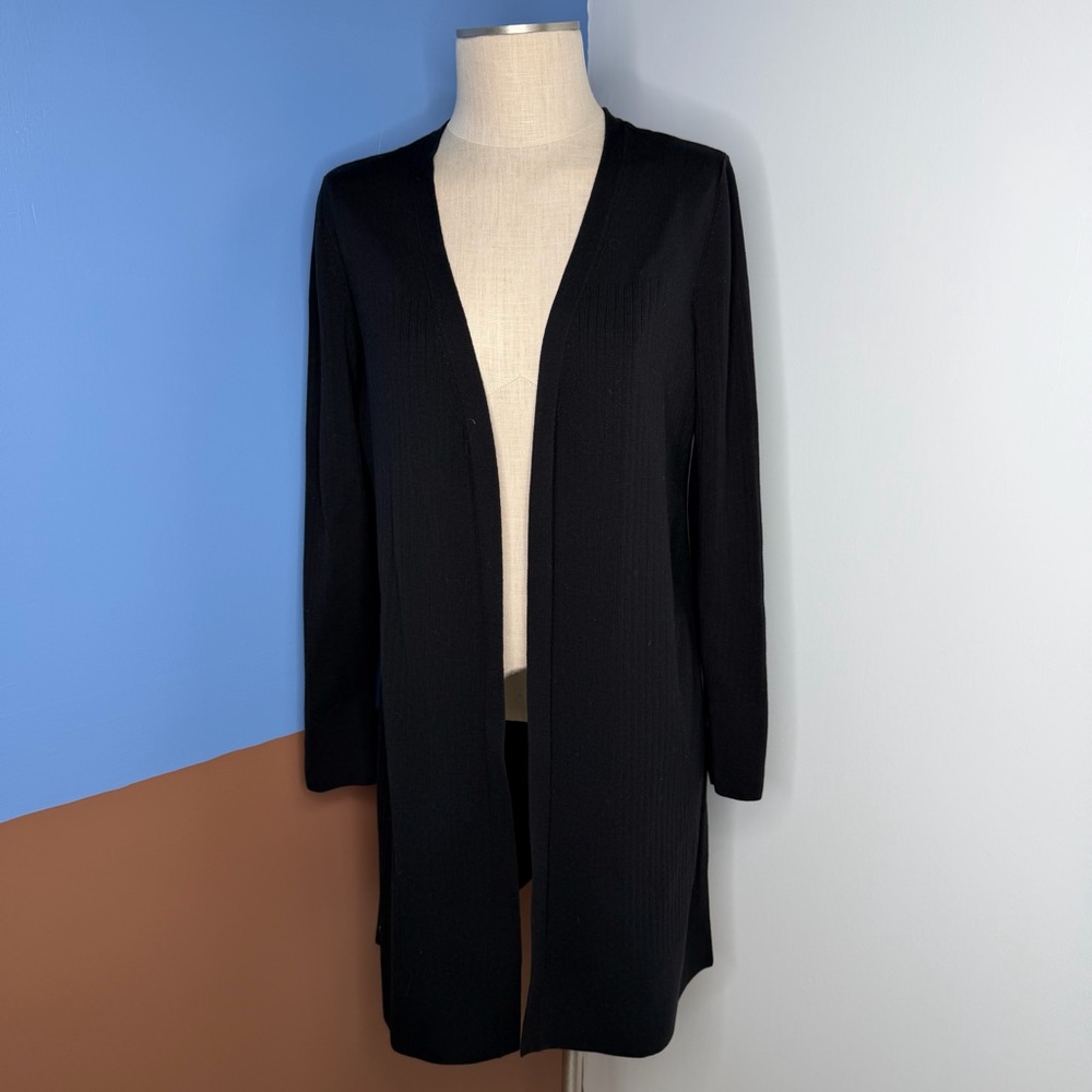Talbots Cotton Modal blend‎ Long Open Cardigan Ribbed Basic Size Medium